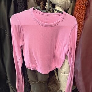 Lululemon Athletica Pink Fitted Crop Long Sleeve Tee